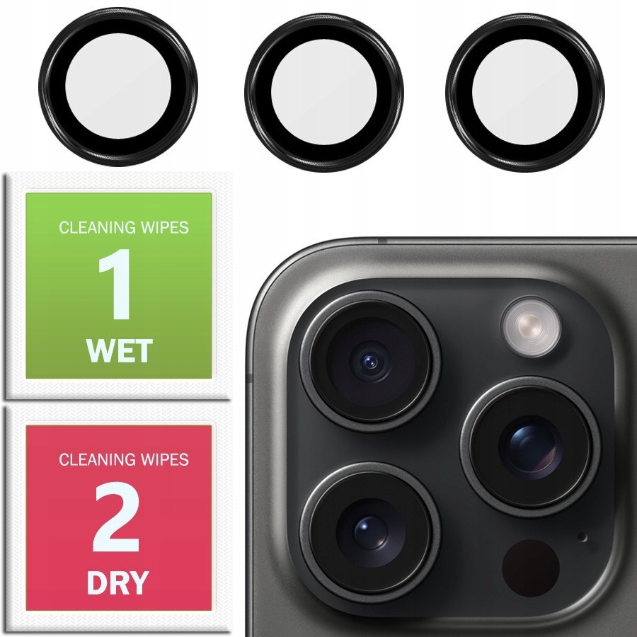 SZKŁO HARTOWANE NA APARAT DO APPLE IPHONE 16 PRO MAX/16 PRO|CZARNE KÓŁECZKA