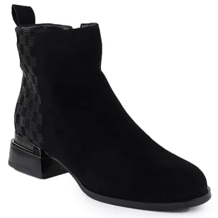 Skórzane botki damskie czarne D&A S.Barski Premium Collection JC52-853 - Botki damskie - miniaturka - grafika 1