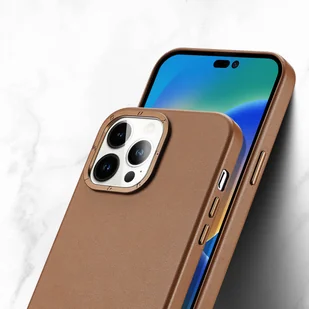 Dux Ducis Grit skórzane etui do iPhone 14 Pro Max elegancki pokrowiec ze sztucznej skóry (kompatybilne z MagSafe) brązowy - Etui i futerały do telefonów - miniaturka - grafika 7