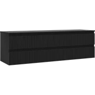 Szafki łazienkowe - Mexen Rivel szafka łazienkowa podumywalkowa 160 cm z blatem, 2 szuflady, ryflowana , czarna mat - 91A20-16047-2-BFFC71 - miniaturka - grafika 1