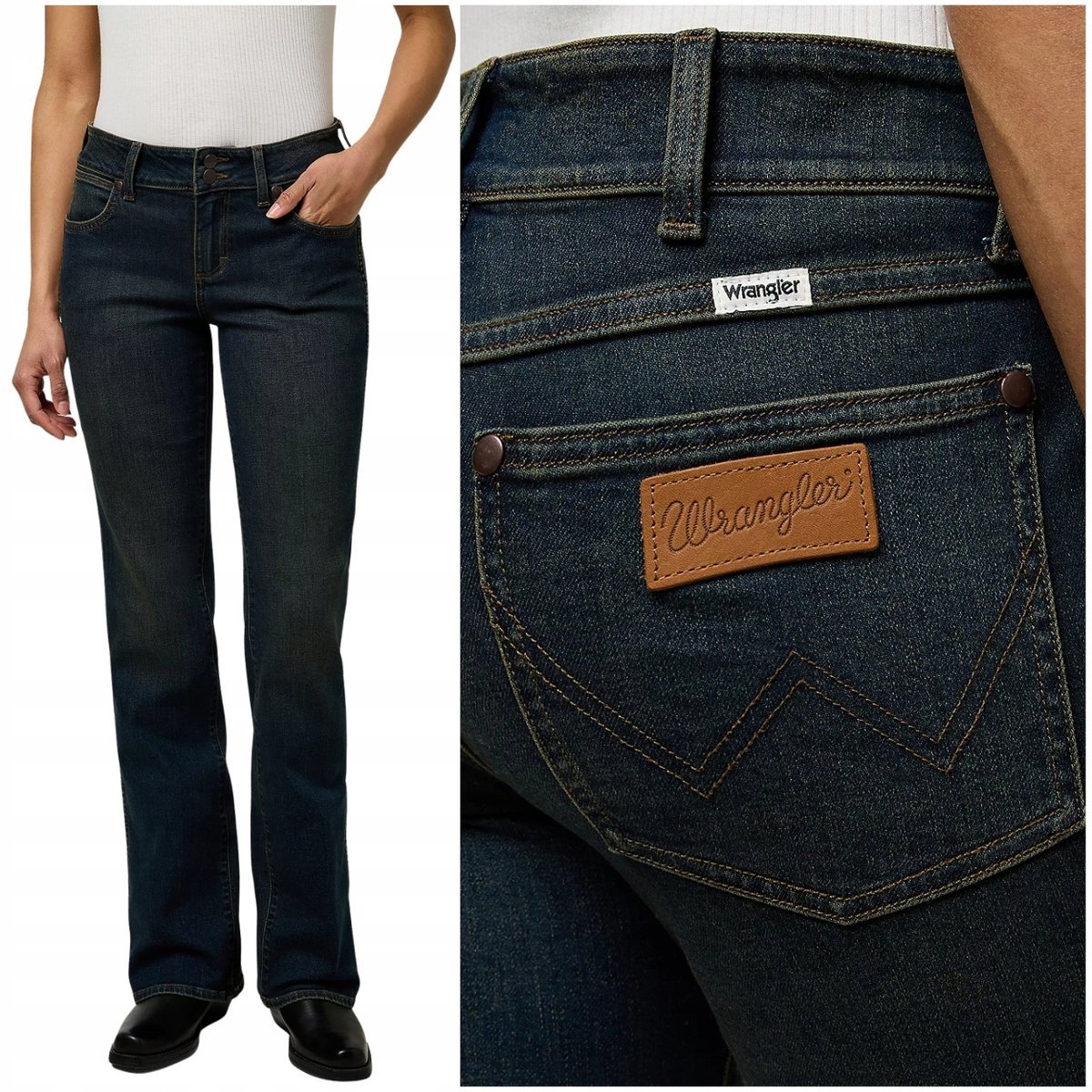 Wrangler Low Rise Bold Boot rozszerzane damskie spodnie jeansowe W28 L34