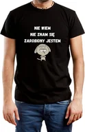 Koszulki męskie - T-SHIRT MĘSKI NIE ZNAM SIĘ Z NADRUKIEM ŚMIESZNA KOSZULKA CZARNA R-L A64 - miniaturka - grafika 1