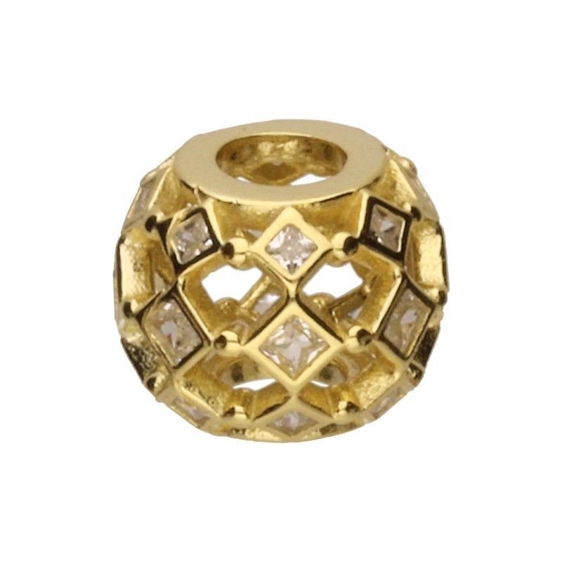 Zawieszka ażurowa Srebro 925 Złocone 24K z Cyrkoniami do 3mm Bransoletek