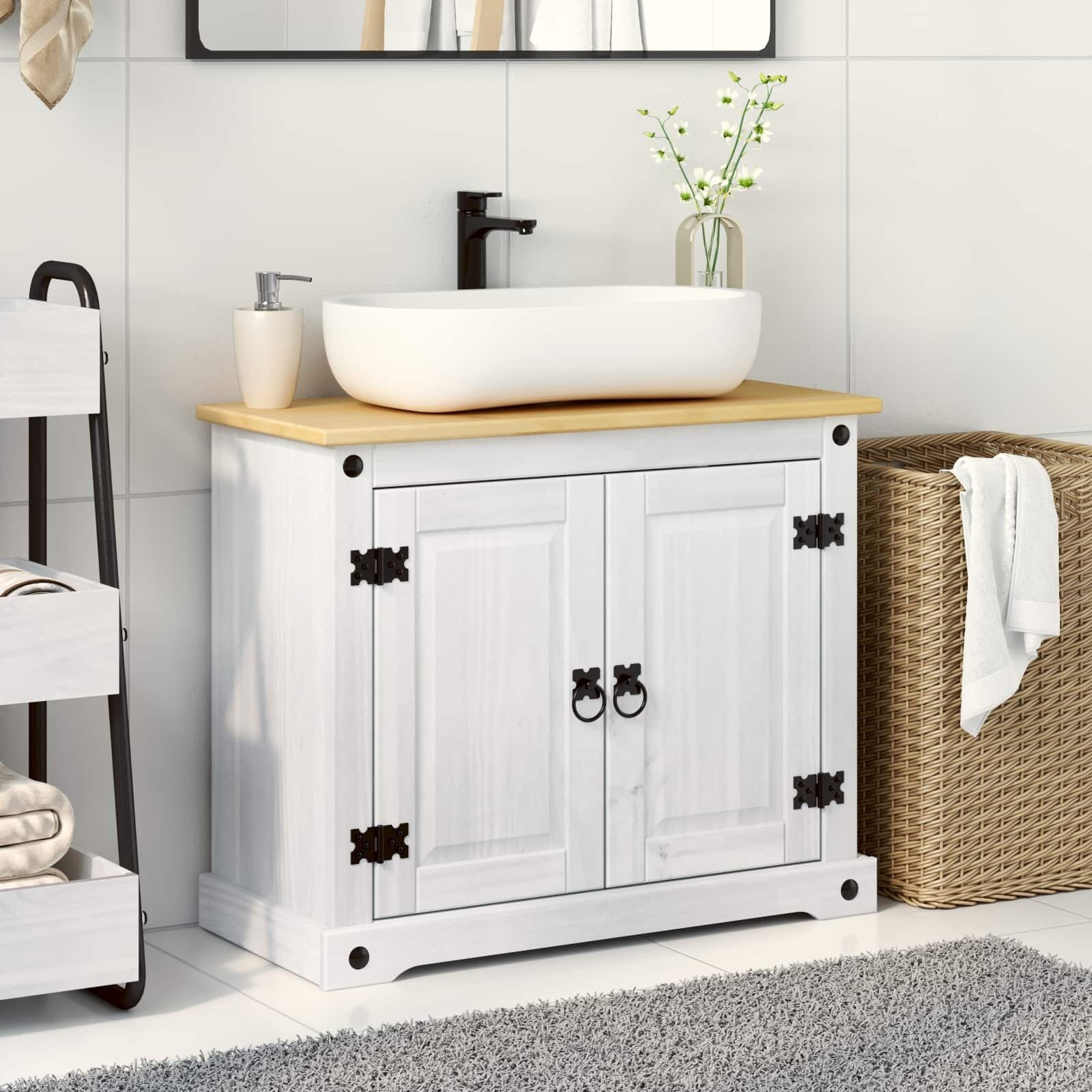 vidaXL vidaXL Szafka umywalkowa Biały 73 x 33 x 60 cm Lite drewno sosnowe