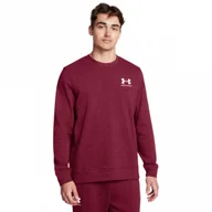 Bluzy sportowe męskie - Męska bluza dresowa nierozpinana bez kaptura Under Armour UA Rival Terry LC Crew - czerwona - UNDER ARMOUR - miniaturka - grafika 1