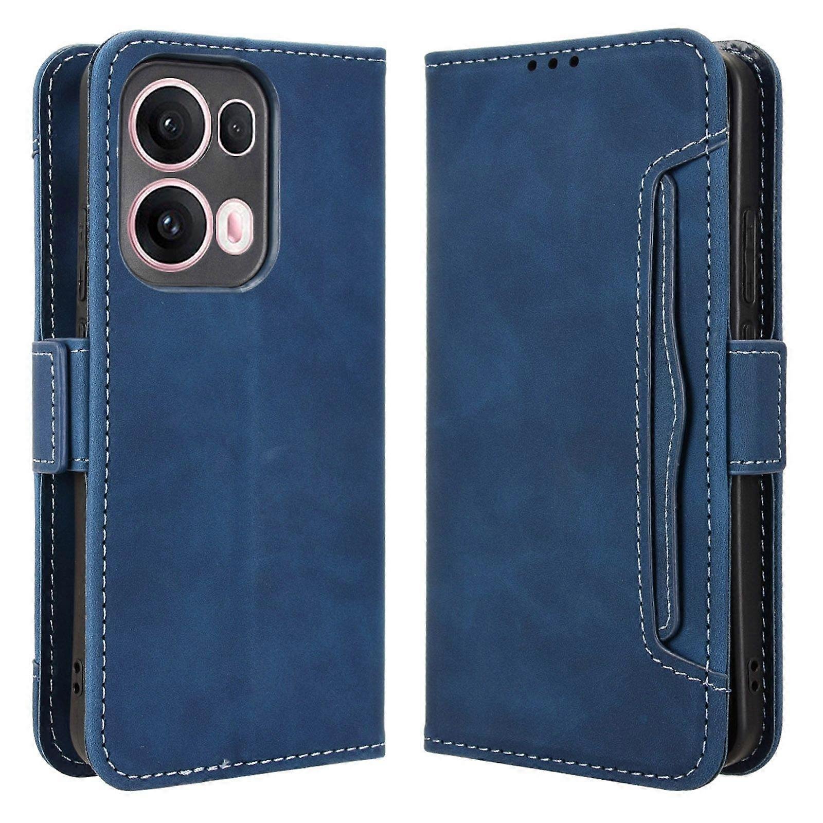 Do Oppo Reno13 Pro 5G Skórzane etui Portfel na telefon z wieloma gniazdami na karty Niebieski