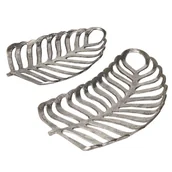 Serwisy obiadowe - Zestaw 2 Pater Dekoracyjnych Liść Monstery Srebrny Amnisos - miniaturka - grafika 1