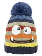 Czapki damskie - Dziecięca czapka zimowa z pomponem niebieska Doll - miniaturka - grafika 1