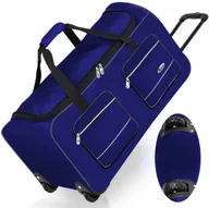 Walizki - DUŻA TORBA PODRÓŻNA na KOŁACH WALIZKA BAGAŻ GRANATOWA 150L - miniaturka - grafika 1