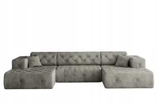 Sofa w kształcie U Lux narożnik tkanina Whisper szary - Narożniki - miniaturka - grafika 1