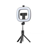 Selfie stick - UCHWYT SELFIE - z odpinanym pilotem bluetooth, tripodem i lampą pierścieniową - P20D Czarny - miniaturka - grafika 1