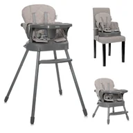 Krzesełka do karmienia - Krzesełko do Karmienia 3w1 Regulowane Taca Pasy Eko Skóra Lorelli Beżowe - miniaturka - grafika 1