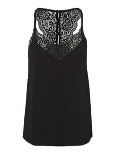 Vero Moda Kobiety Vmana S/L Lace Top Noos Koszulka, Czarny, S - Koszulki i topy damskie - miniaturka - grafika 1