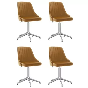 vidaXL Obrotowe krzesła stołowe 4 szt. brązowe obite aksamitem 3089818 - Krzesła - miniaturka - grafika 1