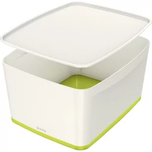 Pojemnik MyBOX duży z pokrywką biało-zielony LEITZ 52161064 - Podnóżki, podpórki, podkładki - miniaturka - grafika 1
