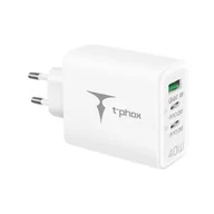 Ładowarki do telefonów - Ładowarka sieciowa T-PHOX FLEXI 40W 2xUSB-C/USB WHITE - miniaturka - grafika 1