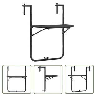 The Living Store Wiszący stolik balkonowy - brązowy - 60x64x83 -5 cm - plastikowy - Stół Balkonowy - Stoły ogrodowe - miniaturka - grafika 1