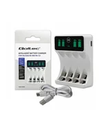Ładowarki i akumulatory - Ładowarka Qoltec do akumulatorków Ni-MH typu R03 AAA R6 AA LCD Kabel USB-C Biała - miniaturka - grafika 1