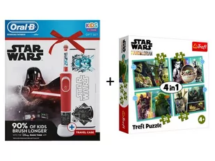 ORAL-B D100 Kids Star Wars rotacyjna + etui + PUZZLE 4w1 - Mandalorian - Szczoteczki do zębów dla dzieci - miniaturka - grafika 1