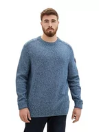 Swetry męskie - TOM TAILOR Sweter męski plus size, 34404 - Blue Navy Mouline, XXL - miniaturka - grafika 1