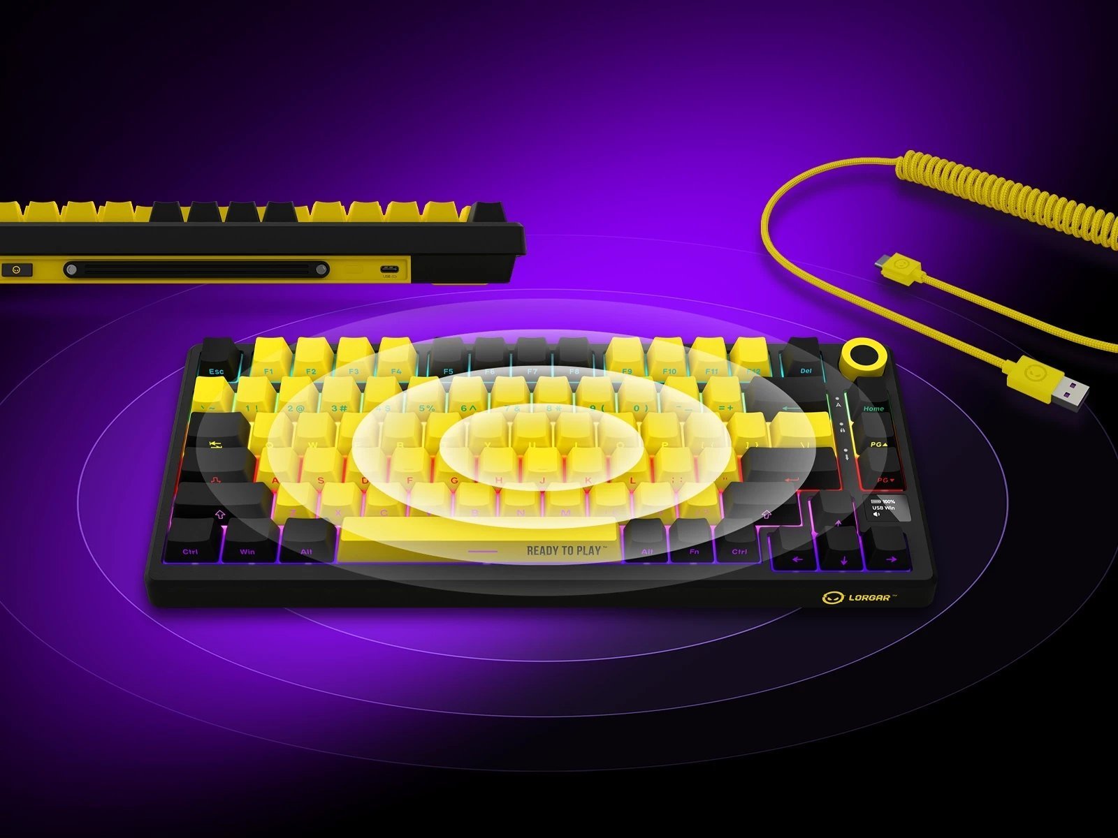 LORGAR KBP7075W Wireless 75% Mechanical Gaming Keyboard Pro Black/yellow EN layout LRG-KBP7075W-YL-US