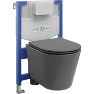 Stelaże i zestawy podtynkowe do WC - Mexen zestaw podtynkowy WC stelaż Fenix XS-F z miską WC Rico i deską wolnoopadającą, szary ciemny mat - miniaturka - grafika 1