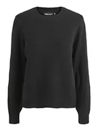 Swetry damskie - PIECES Damski sweter PCJANITA LS O-Neck Wool Knit NOOS BC, czarny, XS - miniaturka - grafika 1