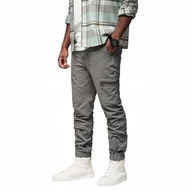 Spodnie męskie - Spodnie męskie joggery z kieszeniami cargo szare V4 OM-PAJO-0200 M - miniaturka - grafika 1