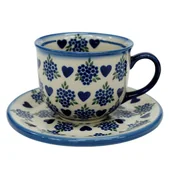 Filiżanki - Ceramiczna filiżanka ze spodkiem Ceramika Bolesławiec - miniaturka - grafika 1