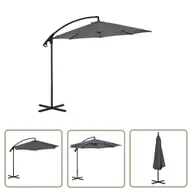 Parasole ogrodowe - The Living Store Parasol wiszący ze stalowym słupkiem - 300 cm - antracytowy - Parasol Wiszący - miniaturka - grafika 1