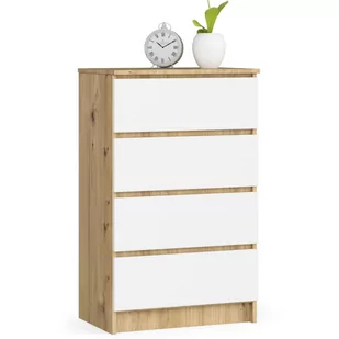 Komoda do salonu K 60 cm 4 szuflady - dąb artisan-biała - Komody - miniaturka - grafika 1