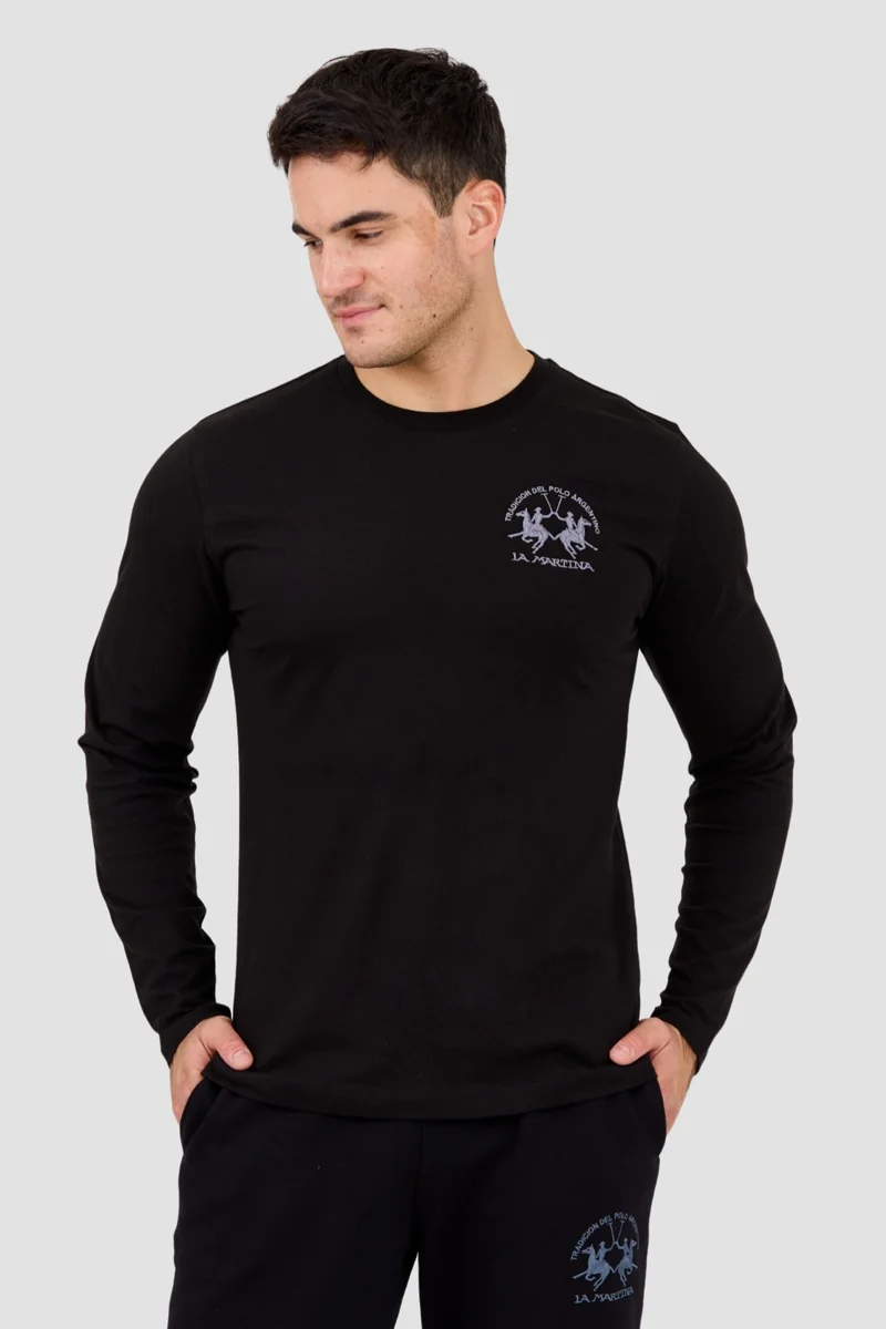LA MARTINA Czarny longsleeve męski JERSEY XXL