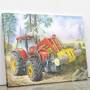 Praca w lesie - Diamentowa mozaika, haft diamentowy 50 x 40 cm - Dekoratorstwo - miniaturka - grafika 1