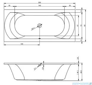 Riho Lima wanna prostokątna 200x90cm z hydromasażem Flow lewa B054007005 - Wanny z hydromasażem - miniaturka - grafika 2