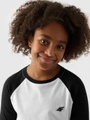 Bluzki dla dziewczynek - 4F Longsleeve regular gładki dziewczęcy - czarny 122 (6-7 lat) - miniaturka - grafika 1