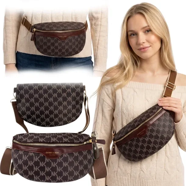 Nerka Saszetka Damska Torebka Na Ramię Crossbody Biodrówka Czekoladowy Brąz