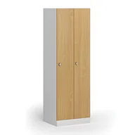 Szafki biurowe - Szafka ubraniowa metalowa, 2-drzwiowa, 1850 x 600 x 500 mm, zamek obrotowy, drzwi laminowane, buk - miniaturka - grafika 1