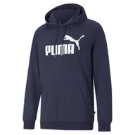 Swetry męskie - Męska bluza z kapturem i dużym logo z kolekcji Essentials PUMA Peacoat Blue - miniaturka - grafika 1