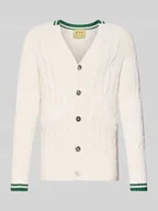 Swetry męskie - Kardigan o kroju slim fit z efektem dzianiny z dodatkiem kaszmiru - miniaturka - grafika 1