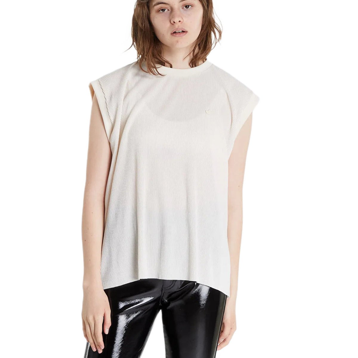 Koszulka damska Adidas Tank Top beżowa plisowana-XXS