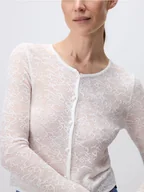 Swetry damskie - Reserved - Sweter z koronki - biały - miniaturka - grafika 1