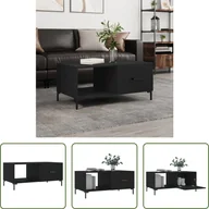 Ławy i stoliki kawowe - The Living Store stolik kawowy czarny 90x50x40 cm materiał drewnopochodny - miniaturka - grafika 1