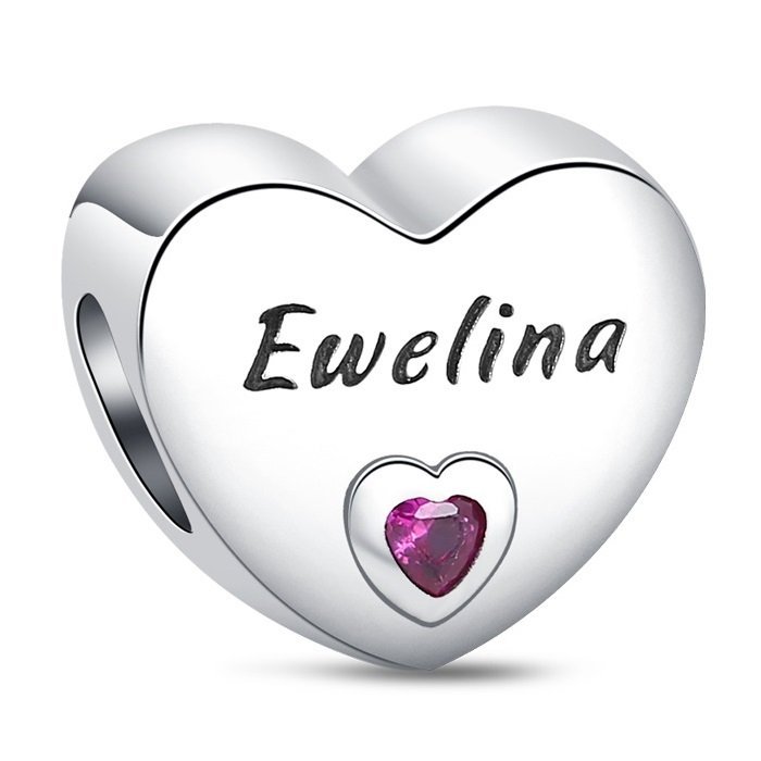 Zawieszka SREBRO 925 Charms koralik Imię Ewelina Serce