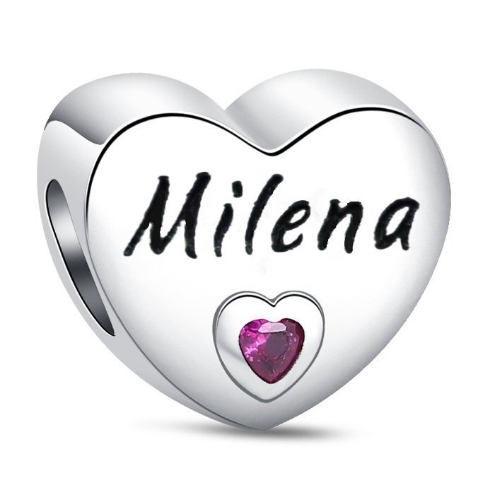 Zawieszka Charms SREBRO 925 Koralik Imię Milena Serce