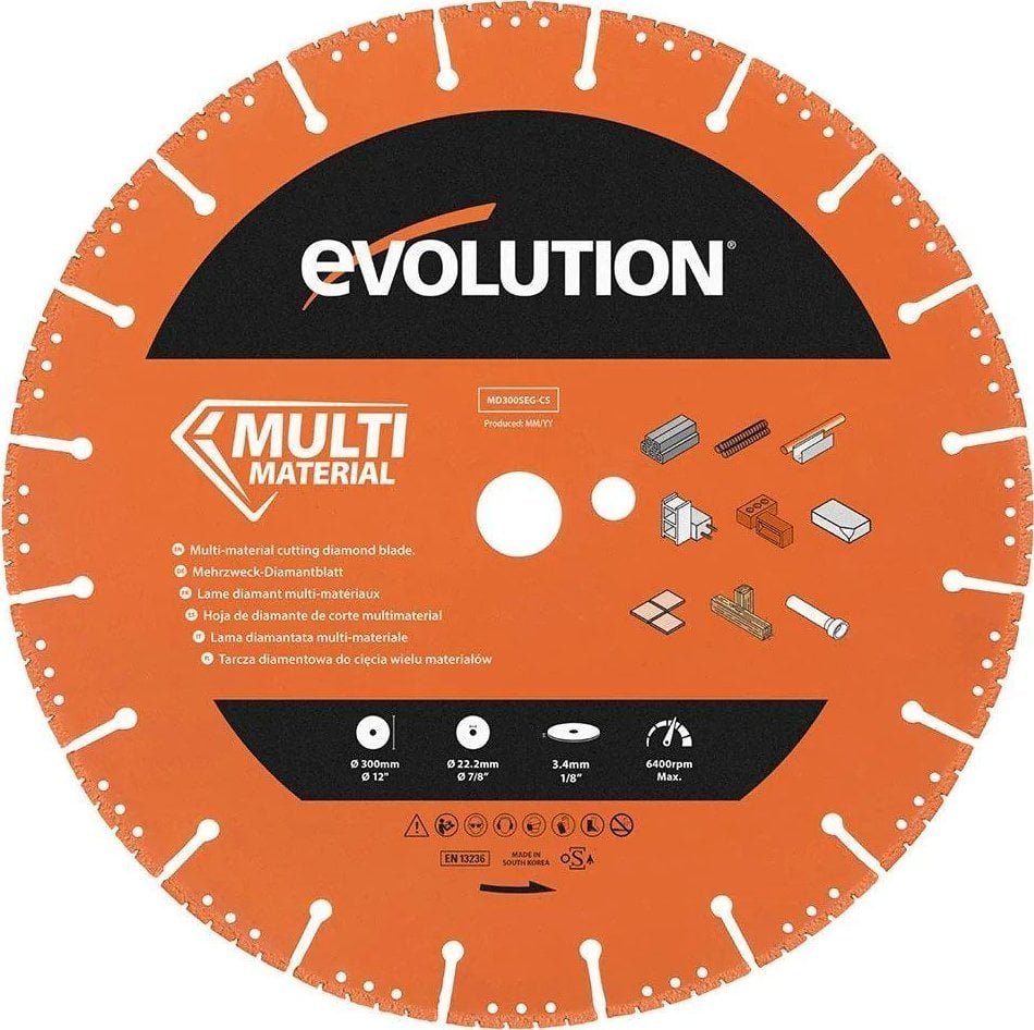 Evolution Tarcza diamentowa segmentowa MD300SEG-CS 300mm do cięcia wielu materiałów