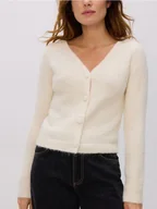 Swetry damskie - Reserved - Kardigan z alpaką - złamana biel - miniaturka - grafika 1