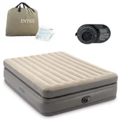 Materace turystyczne - Materac dmuchany z wbudowaną pompką, Intex, 203x152x51 cm, beżowy - miniaturka - grafika 1