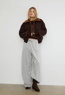 Kurtki damskie - Stradivarius Dwustronna kurtka ze sztucznego futra Brązowy XL - miniaturka - grafika 1