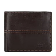 Portfele - Męski skórzany portfel z przeszyciami brązowy - miniaturka - grafika 1