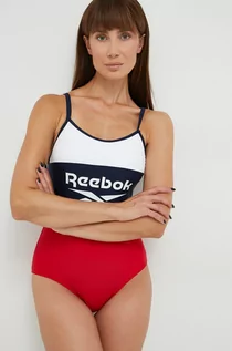 Stroje kąpielowe - Reebok jednoczęściowy strój kąpielowy kolor czerwony lekko usztywniona miseczka - grafika 1